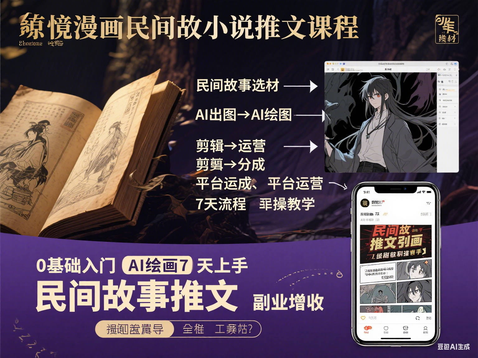 0基础悬疑漫画民间故事小说推文